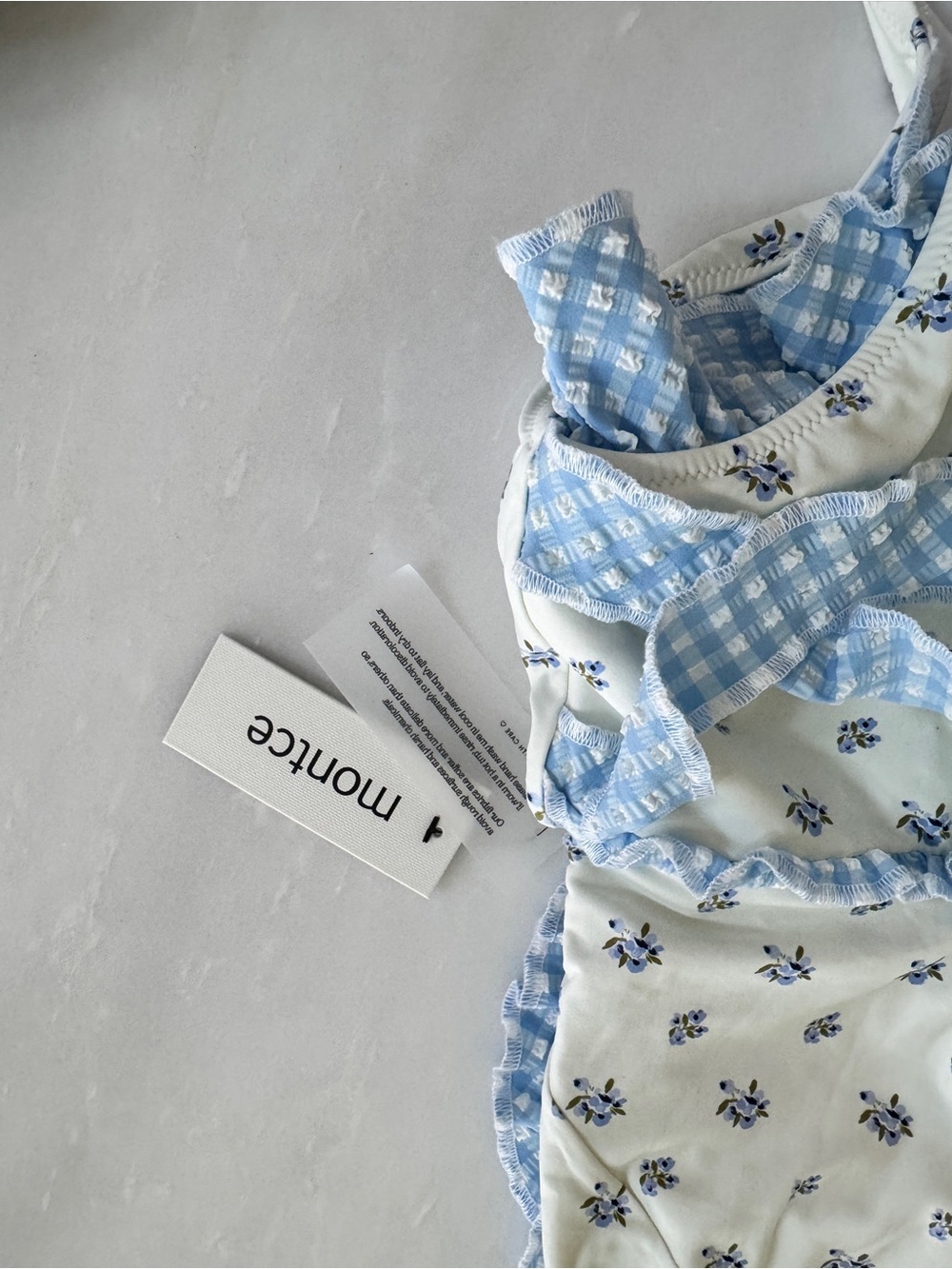 Montce Blue Floral & Gingham Ruffle One-Piece Swimsuit - Picture 2 of 3